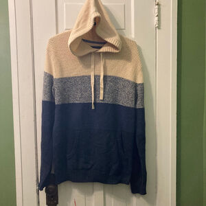 Men's Retrofit Colorblock Hoodie M - Beige & Blue
